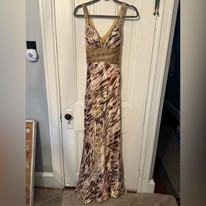 Purple & Gold Satin/Beaded Gown